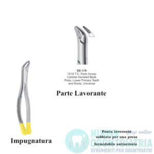 Pinza per Estrazione Gold Denti Decidui Incisivi e Radici Inferiori Punta Sabbiata Antiscivolo American Pattern