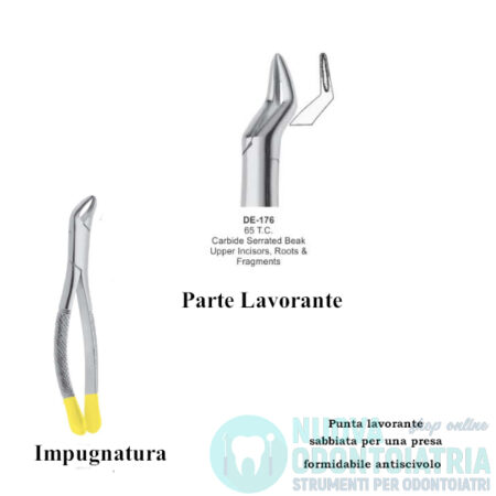 Pinza per Estrazione Gold Incisivi e Radici Superiori Punta Sabbiata Antiscivolo American Pattern